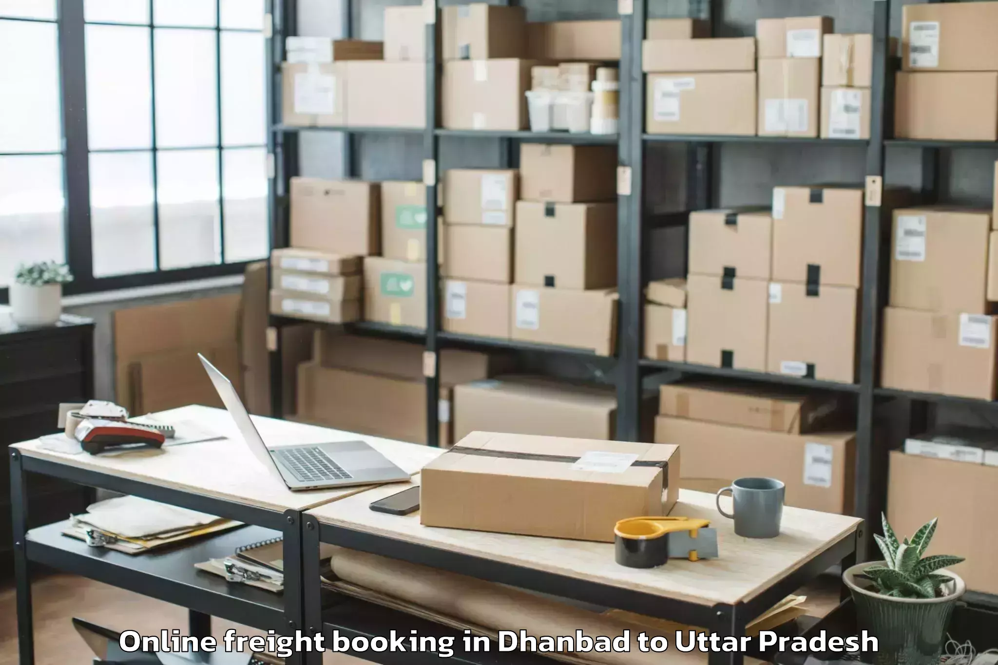 Trusted Dhanbad to Lalitpur Online Freight Booking